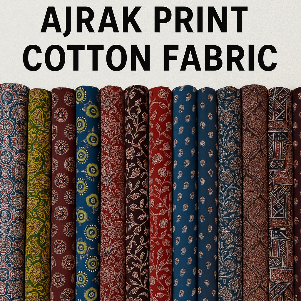 Hand Block Ajrak Print Fabric by Govind Exports